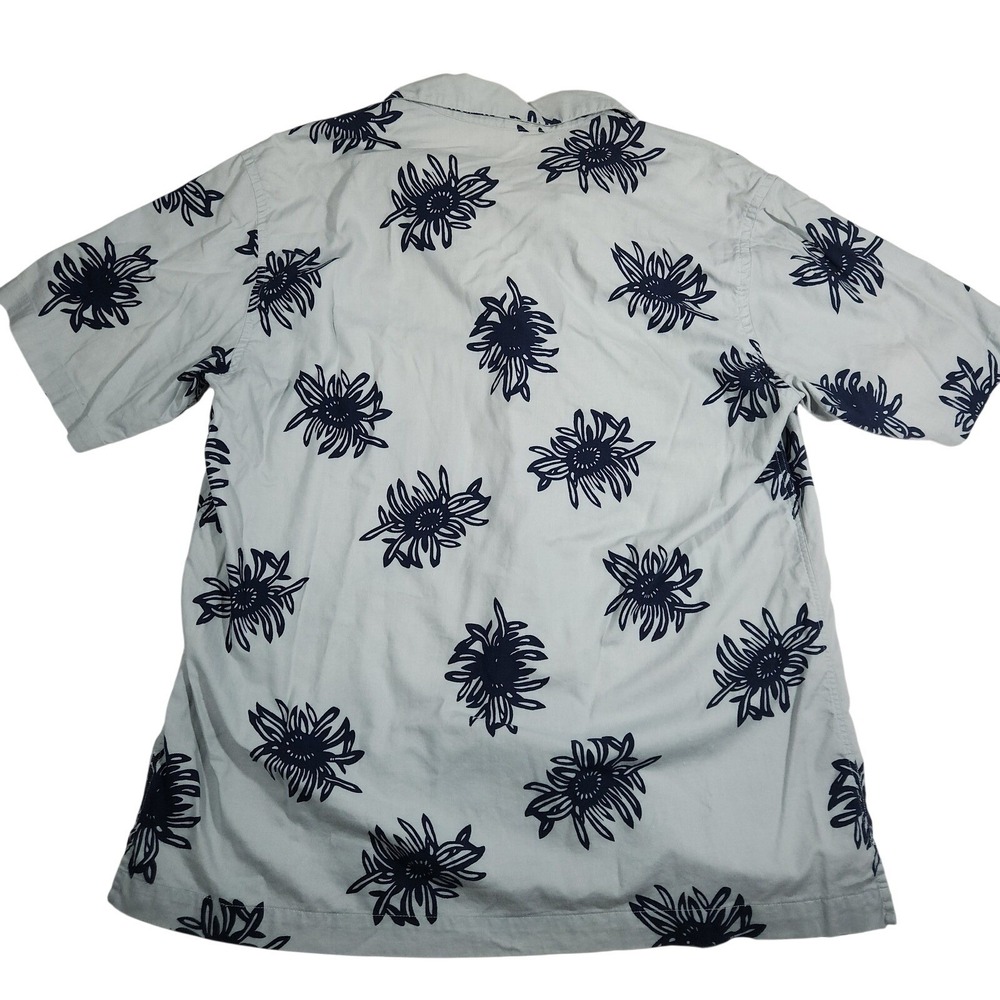 Perry Ellis Floral Button Up Mens L Blue Cotton Rayon Short Sleeve Y2K Vintage - Picture 2 of 9
